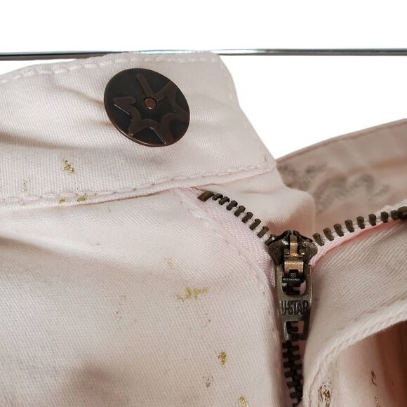 Vanilla Star Zip Fly Gold Splatter Paint Stretch Skinny Jeans Pink & Gold Size 5 - Picture 12 of 14